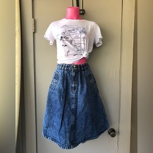 Vintage Denim Full Circle Denim Stone Acid Wash Skirt Size XS